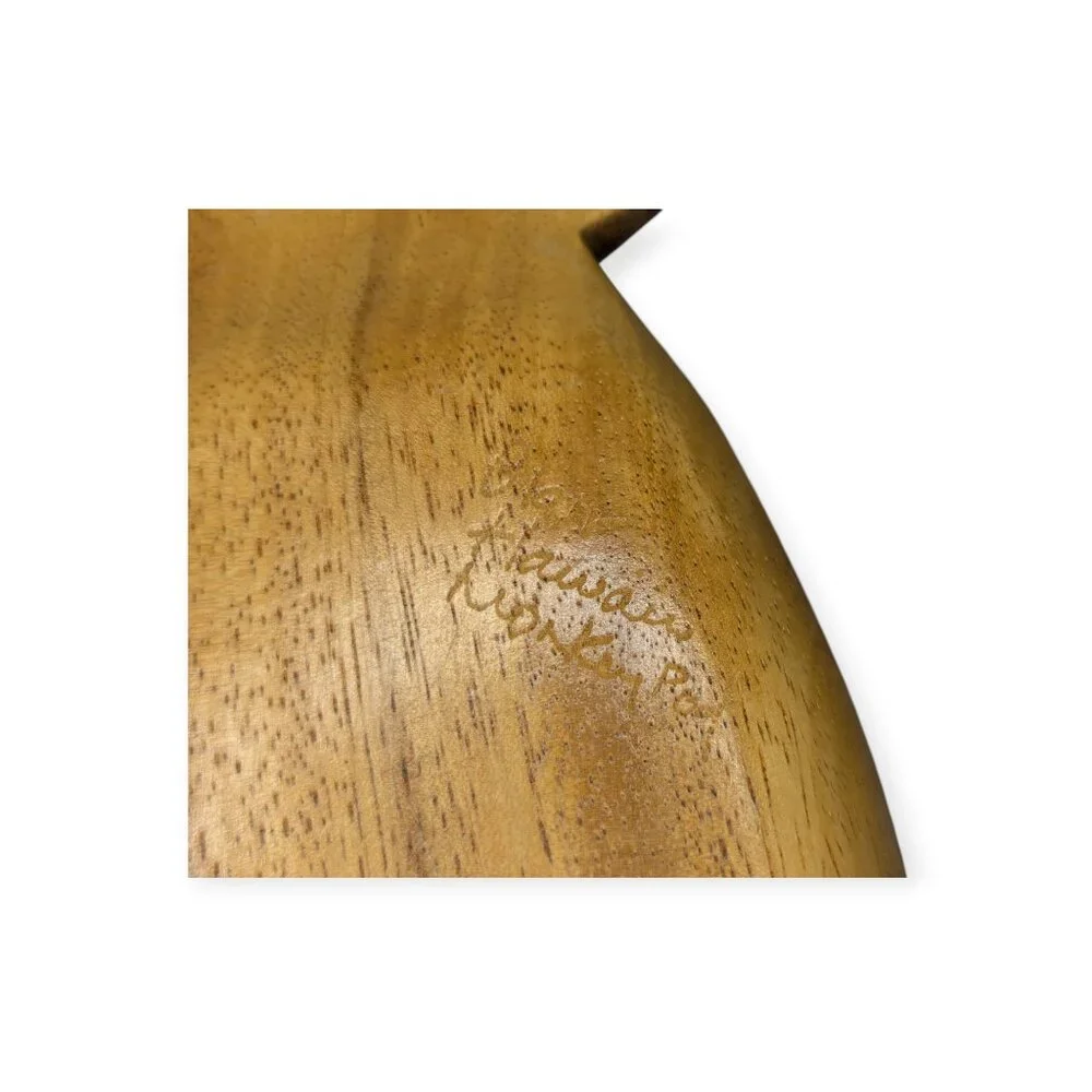 Vintage Monkey Pod Blair Hawaii Wooden Carved Pineapple Bowl Signed